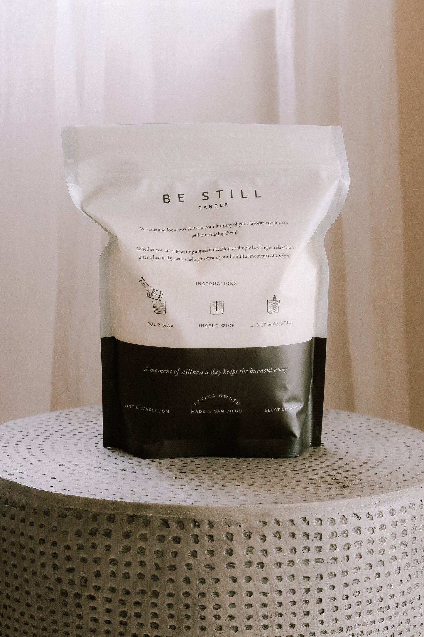 Be Still Candle Bag- White