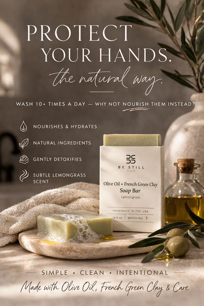 Olive Oil and French Green Clay Soap Bars- Lemon Grass.