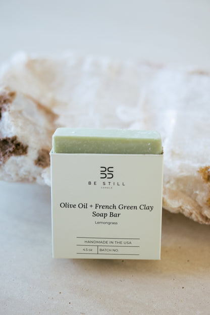 Olive Oil and French Green Clay Soap Bars- Lemon Grass.